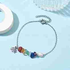 Lotus Alloy Charm Bracelets&nbsp;BJEW-JB09946-01