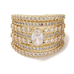 Brass Micro Pave Cubic Zirconia Open Cuff Ring&nbsp;RJEW-K256-57G
