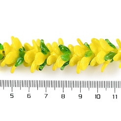 手作りランプワークビーズ連売り  花  きいろ  15x19.5x17mm  穴：1.6mm  約35個/連  18.11''（46センチメートル）&nbsp;LAMP-P066-06
