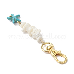 Natural White Mother of Pearl Shell & Synthetic Turquoise Starfish Pendant Decorations&nbsp;HJEW-JM02986