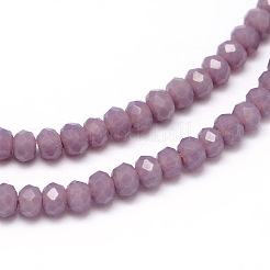 カット加工ロンデルガラスビーズ連売り  紫色のメディア  2.9~3.3x2mm  穴：0.8mm  約135~140個/連  32~34cm&nbsp;GLAA-M028-2mm-A02