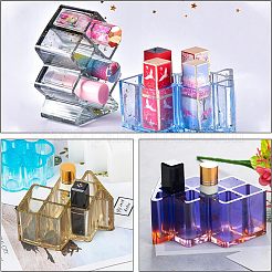 DIYの口紅収納ボックスシリコーンモールドキット  白樺の木工品のアイスクリームスティックとプラスチック製のトランスファーピペットが含まれます  ラテックス指サック  プラスチック計量カップ  ホワイト  140x90x54mm  内径：11x17mmと24x24mm  1 PC&nbsp;DIY-OC0002-91