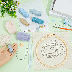初心者向けDIYコースターパンチニードル刺繍スターターキット  刺繍枠、糸、針が付属  ファブリック  ミックスカラー  202x205x1mm&nbsp;DIY-WH20095-003D