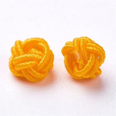 ポリエステルファブリックビーズ  ラウンド  ゴールド  6x5mm  穴：4mm  約200個/袋&nbsp;WOVE-N002-24-1