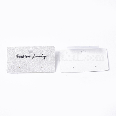 プラスチックディスプレイカード  ピアスに使用  長方形  ホワイトスモーク  3.1x5.2x0.7~0.8cm  穴：6mm&nbsp;CDIS-S027-19B-1