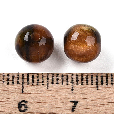 樹脂ビーズ  ラウンド  ツートン  オリーブドラブ  8mm  穴：2mm&nbsp;RESI-YW0004-28A-11-1