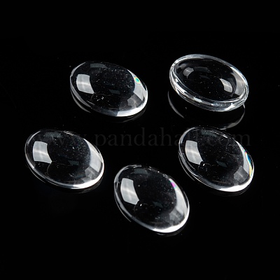 Transparent Oval Glass Cabochons&nbsp;X-GGLA-R022-14x10-1