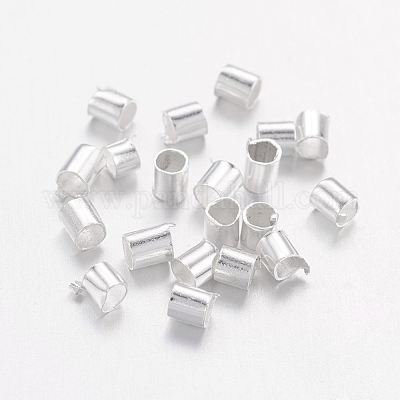 真鍮製つぶし玉カシメ玉  チューブ  銀色のメッキ  2x2x0.15mm  穴：1.5mm&nbsp;KK-L021-S-1