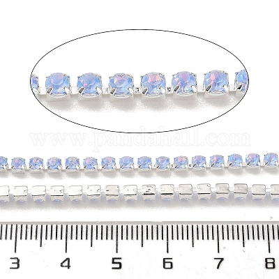 鉄ラインストーンカップチェーン  スプールで  銀  タンザナイト  3x3x2.5mm  約10ヤード/ロール&nbsp;CH-A008-02H-1
