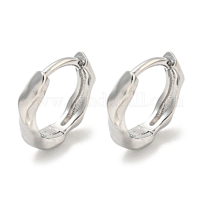 真鍮製フープピアス  プラチナメッキ  12x3mm&nbsp;EJEW-L211-010B-P-1