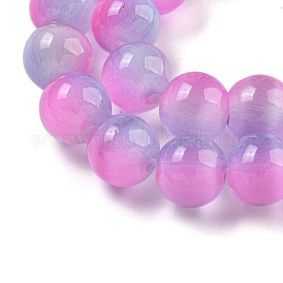 キャッツアイビーズ連売り  ラウンド  スミレ  10mm  約39個/連  14.96''（38センチメートル）&nbsp;G-K378-A07-02-1