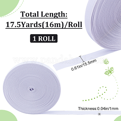弾性繊維コード  フラット  ホワイト  15.5mm  約17.50ヤード（16m）/ロール&nbsp;OCOR-WH0071-87B-1
