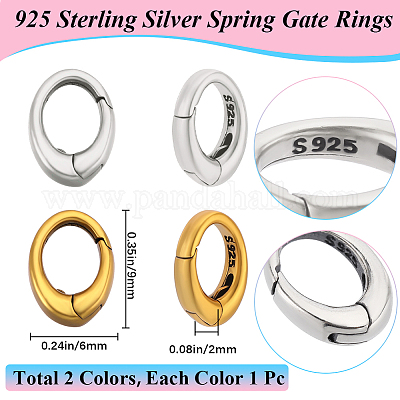 2Pcs 925 Sterling Silver Spring Gate Rings&nbsp;STER-BBC0006-41A-1