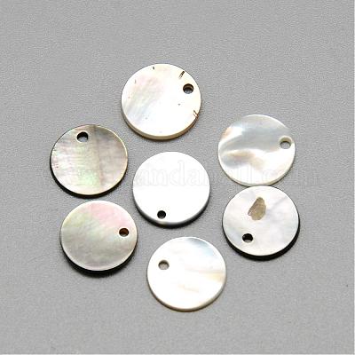 黒リップシェルペンダント  フラットラウンド  ブラック  10~11x1mm  穴：1mm&nbsp;SSHEL-R042-44-1