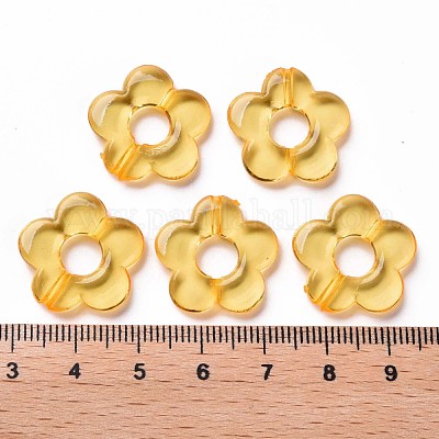 透明なアクリルビーズフレーム  花  オレンジ  19x20x3.5mm  穴：1.6mm  内径：6.5mm  約632個/500g&nbsp;TACR-S154-29B-81-1