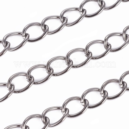 アイアンチェーン  溶接されていない  ツイストチェーン  溶接されていない  オーバル  スプールで  鉛フリーとニッケルフリー  ガンメタ色  8x6x1mm&nbsp;CH-DK1.0-B-FF-1