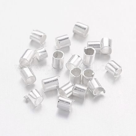 真鍮製つぶし玉カシメ玉  チューブ  銀色のメッキ  2x2x0.15mm  穴：1.5mm&nbsp;KK-L021-S-1