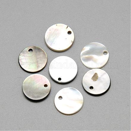 黒リップシェルペンダント  フラットラウンド  ブラック  10~11x1mm  穴：1mm&nbsp;SSHEL-R042-44-1