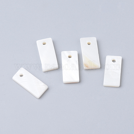 淡水シェルペンダント  長方形  ホワイト  14.5~15x7x1.5~2mm  穴：1.5mm&nbsp;SHEL-S249-12-1