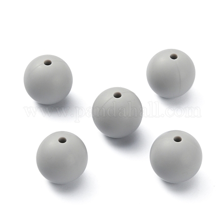 シリコンビーズ  ラウンド  銀  14.5~15mm  穴：2.2mm&nbsp;SIL-WH0012-001D-1