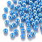 Opaque Acrylic Beads, AB Color Plated, Round, Deep Sky Blue, 6x5mm, Hole: 1.8mm, about 4400pcs/500g