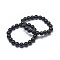 Synthetic Black Stone Bead Stretch Bracelets, Round, Inner Diameter: 2 inch~2-3/8 inch(5~6cm), Bead: 5.8~6.8mm