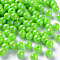 Opaque Acrylic Beads, AB Color Plated, Round, Lawn Green, 6x5mm, Hole: 1.8mm, about 4400pcs/500g