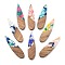 Resin and Walnut Pendants, Teardrop Charm, Mixed Color, 52.5x13.5x2.5mm, Hole: 1.6mm