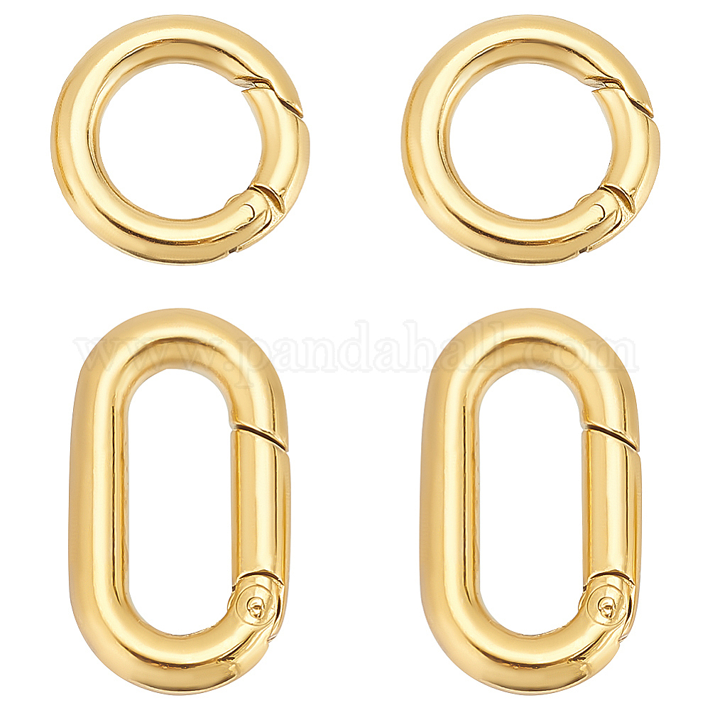 Spring Gates D Rings Wholesale 4Pcs 2 Styles Ion Plating(IP) 304 Stainless Steel Spring Gate ...