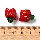 手作りランプワークビーズ  花  レッド  16x14~15mm  穴：1.2mm&nbsp;LAMP-B025-02A-05-3