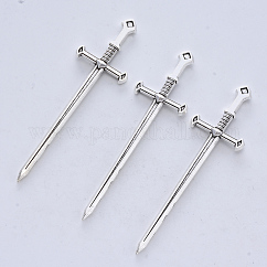 Tibetan Style Alloy Cabochons, Long Swords, Cadmium Free & Lead Free, for Crafting, Jewelry Making, Antique Silver, 80x23x5mm, about 91pcs/500g