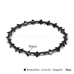 Synthetic Non-magnetic Hematite Beads Stretch Bracelets for Men, Bicone, 7.48 inch(19cm)