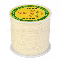 Braided Nylon Thread, Chinese Knotting Cord for Beading Jewelry Making Macrame Craft, Lemon Chiffon, 0.8mm, about 100yards/roll