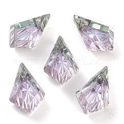 Embossed Glass Rhinestone Pendants, Faceted, Kite, Vitrail Light, 13x8x4mm, Hole: 1.2mm
