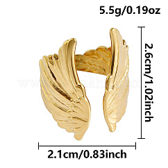 304 Stainless Steel Cuff Open Rings, Wings, Real 18K Gold Plated, 26mm, Inner Diameter: 21mm