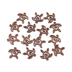 Walnut Wood Pendants, Sea Turtle Charms, Sienna, 27x27.5x2mm, Hole: 2.2mm