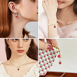 金メッキ合金エナメルチャーム10個  苺  レッド  12.5x8x6mm  穴：1.5mm  10個/セット&nbsp;ENAM-YW0005-93