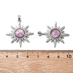 Brass Micro Pave Cubic Zirconia with Resin Pendants&nbsp;KK-Z103-09P-02