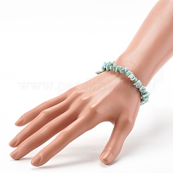 Natural Larimar Chip Beads Stretch Bracelets for Children&nbsp;BJEW-JB06389-02