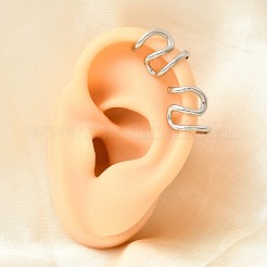 304ステンレススチールカフイヤリング  S字  ステンレス鋼色  12.5x11x11mm&nbsp;EJEW-L313-01P