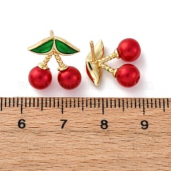 Cherry Brass ABS Plastic Pearl Stud Earrings&nbsp;EJEW-U062-04B-02G
