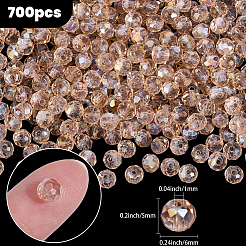 700個の電気メッキガラスビーズ  ABカラーメッキ  多面カット  ロンデル  ペルー  6x5mm  穴：1mm&nbsp;EGLA-PA0001-44B-02