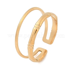 女性用304ステンレススチールオープンカフリング  竹の共同  18KGP本金メッキ  8mm  調整可能&nbsp;RJEW-A056-01G