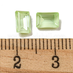 ガラスラインストーンカボション  ポイントバック＆バックメッキ  多面カット  長方形  クリソライト  6x4x3mm&nbsp;RGLA-G021-01A-238DE