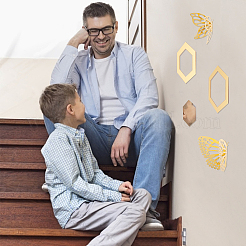 2 Sets 2 Style Hexagon & Butterfly 3D Acrylic Mirrors Wall Stickers&nbsp;DIY-GA0002-51A