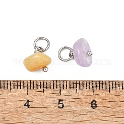 15個の天然および合成宝石用原石のペンダント  チップチャーム  304ステンレススチール製丸カン付き  ステンレス鋼色  8~8.5x7.5~9x6~9mm  穴：3.8mm&nbsp;PALLOY-JF05357-02