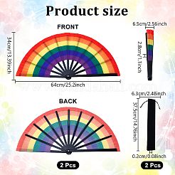 2Pcs PVC & Cloth Rainbow Folding Fans&nbsp;AJEW-NB0008-98