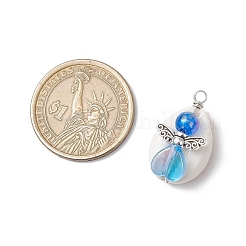 Natural Mixed Cowrie Shell Beads with Eco-Friendly Transparent Acrylic Beads and Tibetan Style Alloy Fairy Wing Beads Pendants&nbsp;PALLOY-JF03814-02