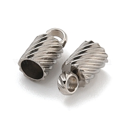 変色しにくい304ステンレススチールコードエンド  コラム  ステンレス鋼色  8x4mm  穴：1.8mm  内径：3mm&nbsp;STAS-Z084-07P-01A
