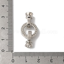 Rack Plating Round Ring Brass Micro Pave Cubic Zirconia Fold Over Clasps&nbsp;KK-F873-22P-01B